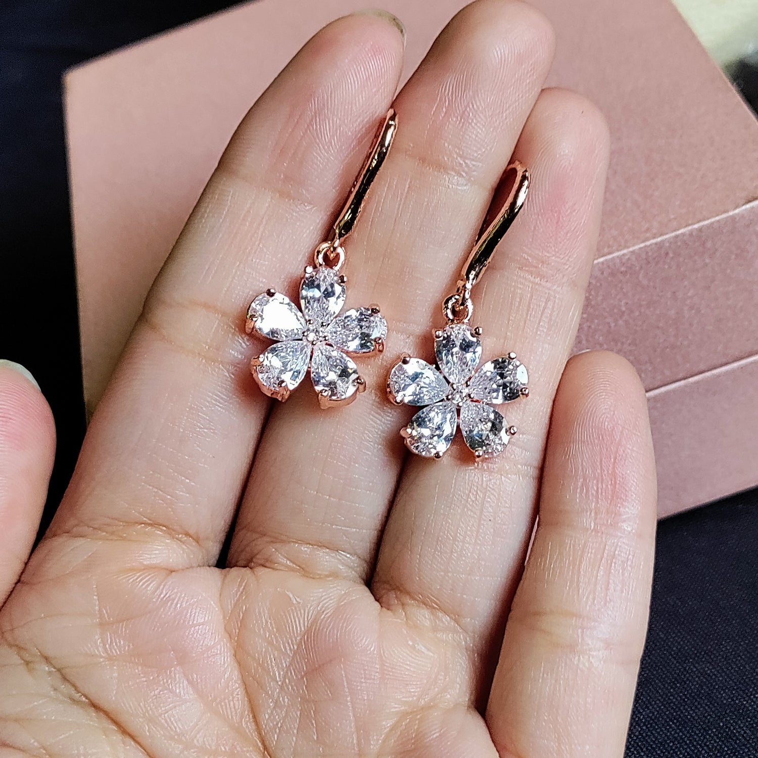 14 KT Rose Gold Beautiful Diamond Stud Earrings  Mia