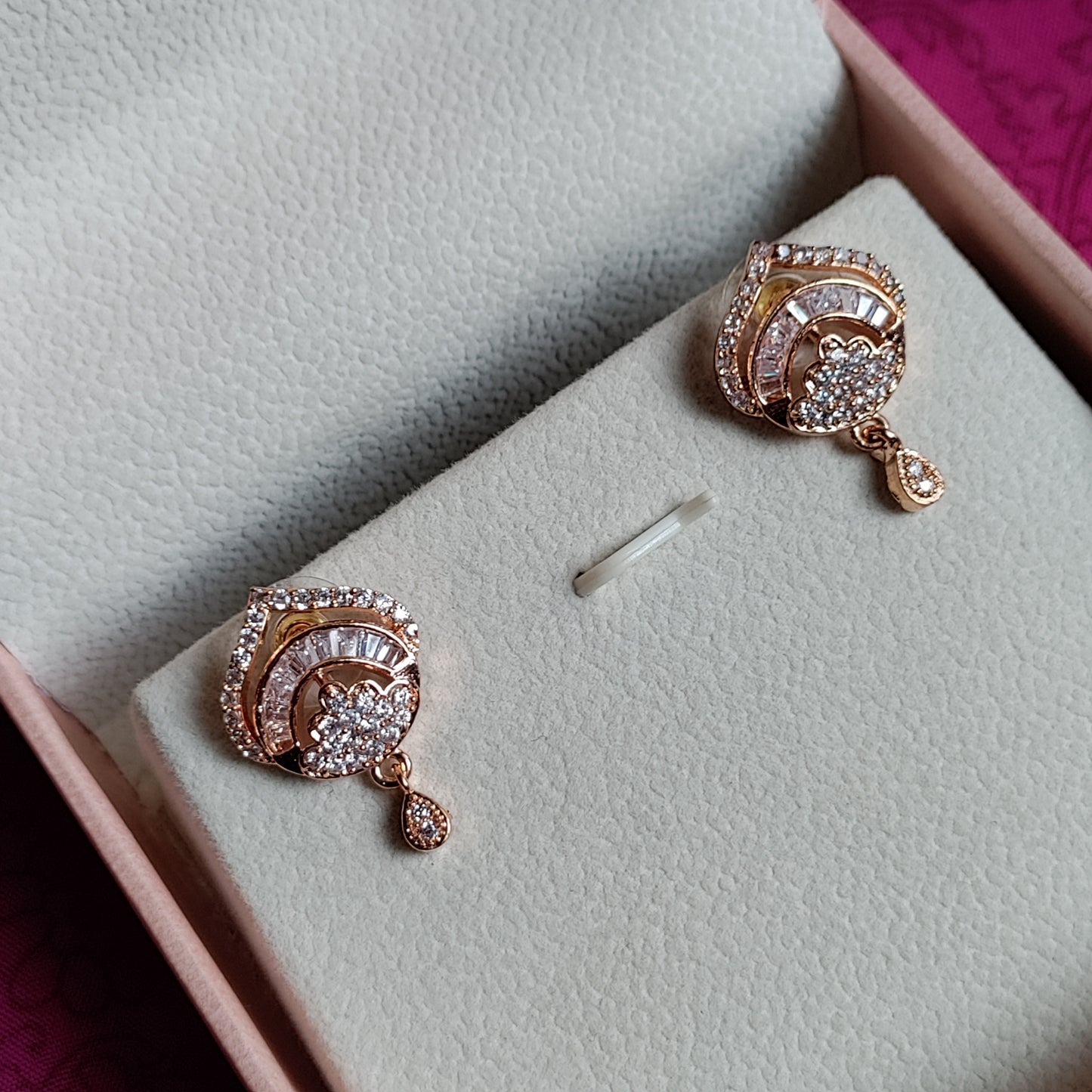 Golden Plated American Diamond Half Hoop Stud Earrings, Jewellery, Earrings  & Drops Free Delivery India.